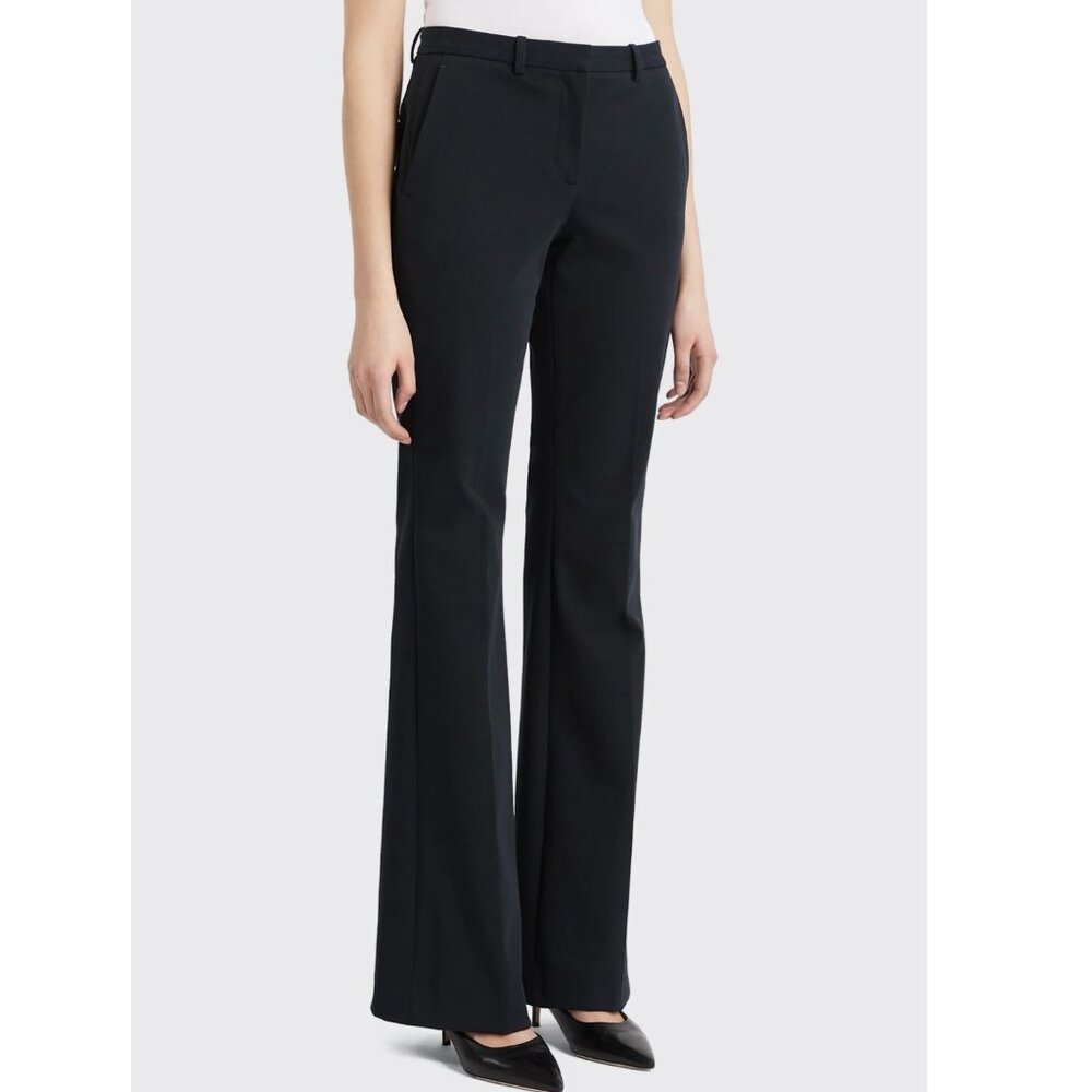 Theory Stretchy Wool Classic Trousers Straight Leg Elegant Navy Blue Sz 0